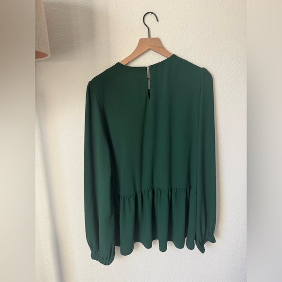 POMANDER PLACE Hunter Green Carlota Peplum Blouse - XXL - Picture 3 of 9